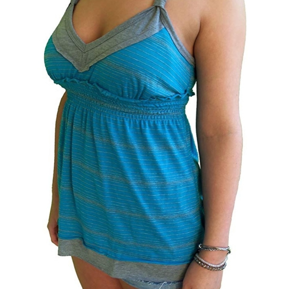 ** Liberty LOVE Stripe Babydoll Adjustable Tank Bl
